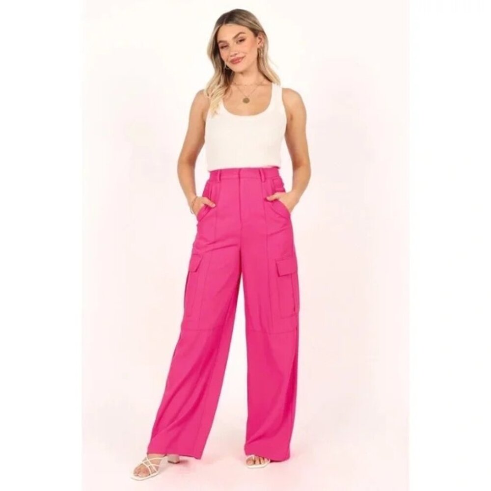 Petal & Pup Chloe High Waist Tailored Pants in Pink NEW